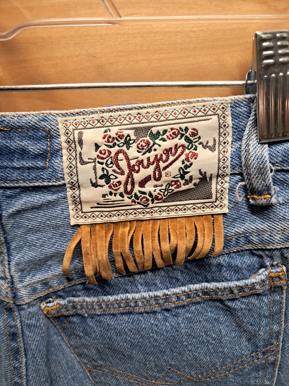 Vintage Jou Jou Western-Style Denim Shorts With Genuine Faux-Suede Fringe 5/6 - Picture 5 of 5